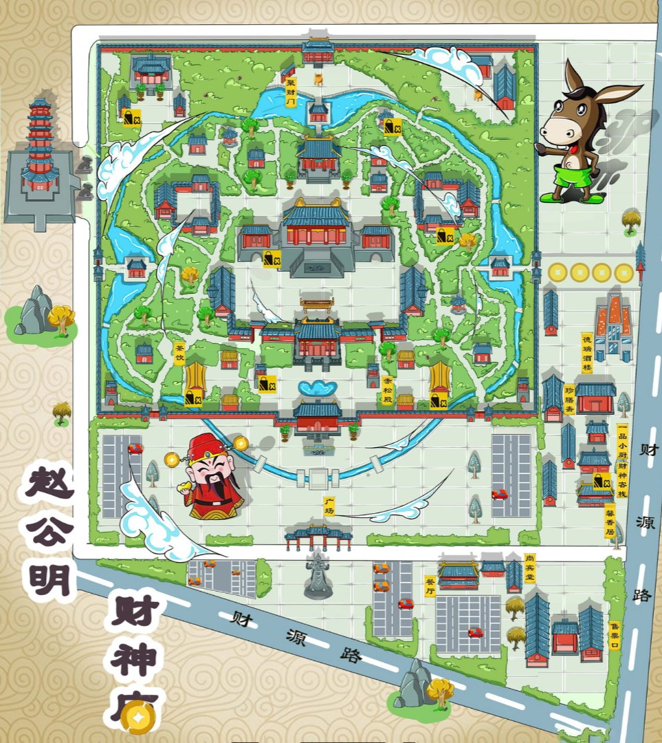 马龙寺庙类手绘地图